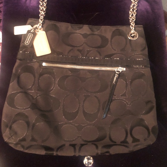 Coach black signature purse. Silver hardware